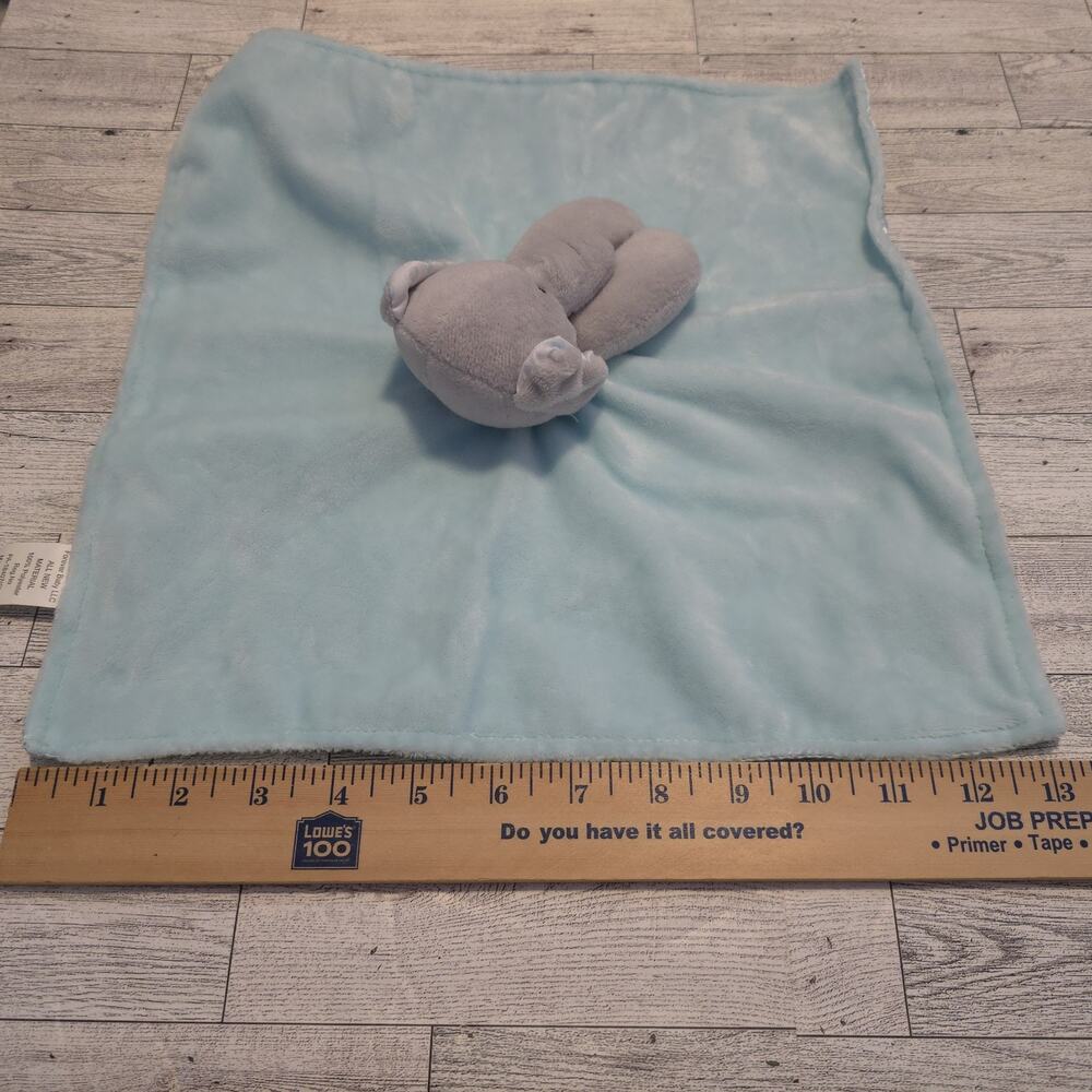 Forever Baby Gray Blue Elephant Lovey Security Blanket Crinkle Teether Satin - Picture 7 of 8